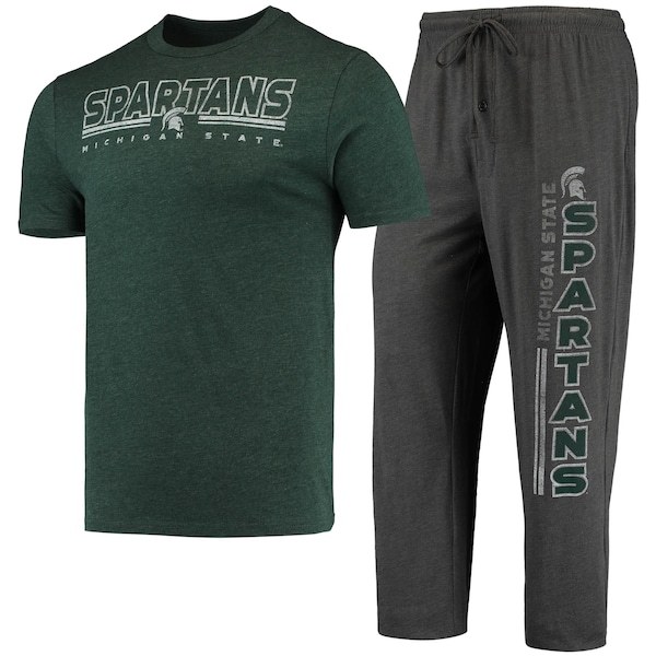 Michigan State Spartans Concepts Sport Meter T-Shirt & Pants Sleep Set - Heathered Charcoal/Green