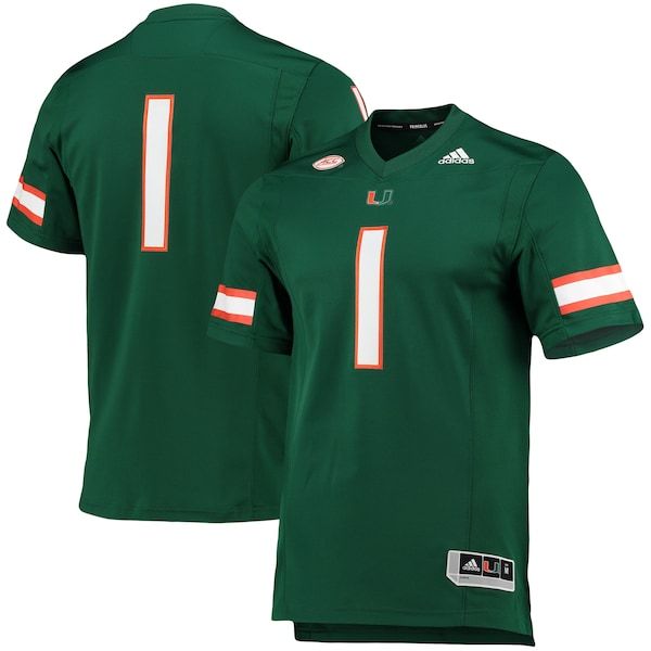 #1 Miami Hurricanes adidas Team Premier Football Jersey - Green