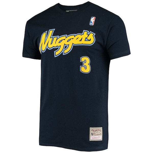Allen Iverson Denver Nuggets Mitchell & Ness Hardwood Classics Stitch Name & Number T-Shirt - Navy