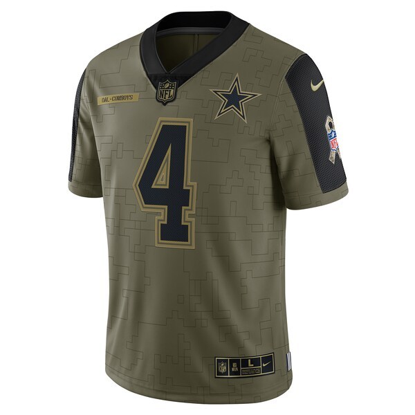 Dak Prescott Dallas Cowboys Nike 2021 Salute To Service Limited Player Jersey - Olive