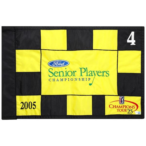 PGA TOUR Fanatics Authentic Event-Used #4 Yellow and Black Pin Flag from SENIOR PLAYERS Championship on July 7th to 10th, 2005