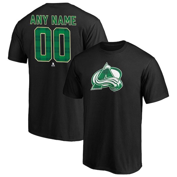 Colorado Avalanche Fanatics Branded Emerald Plaid Personalized Name & Number T-Shirt - Black