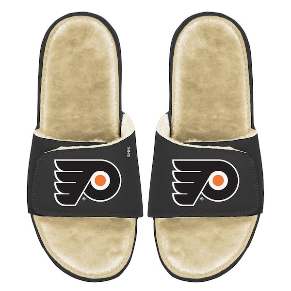 Philadelphia Flyers ISlide Faux Fur Slide Sandals - Black/Tan