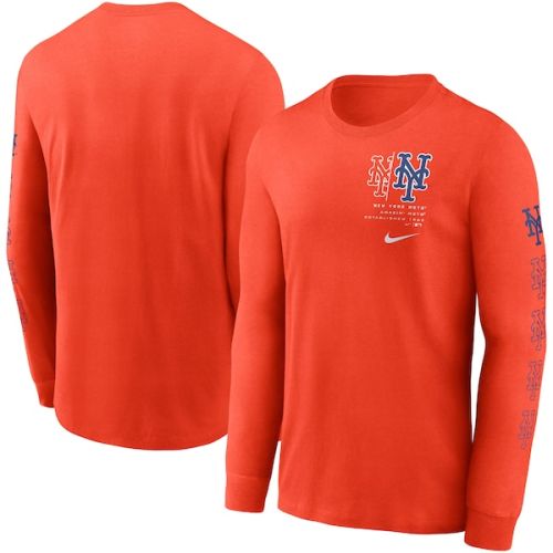 New York Mets Nike Team Slider Tri-Blend Long Sleeve T-Shirt - Orange