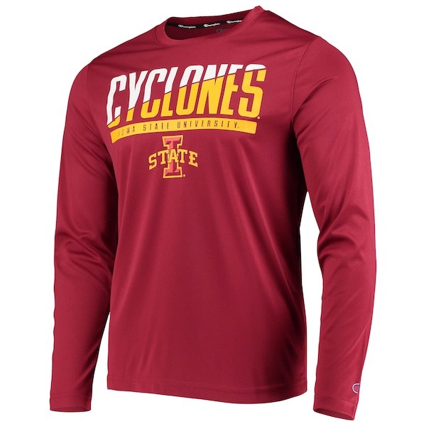 Iowa State Cyclones Champion Wordmark Slash Long Sleeve T-Shirt - Cardinal