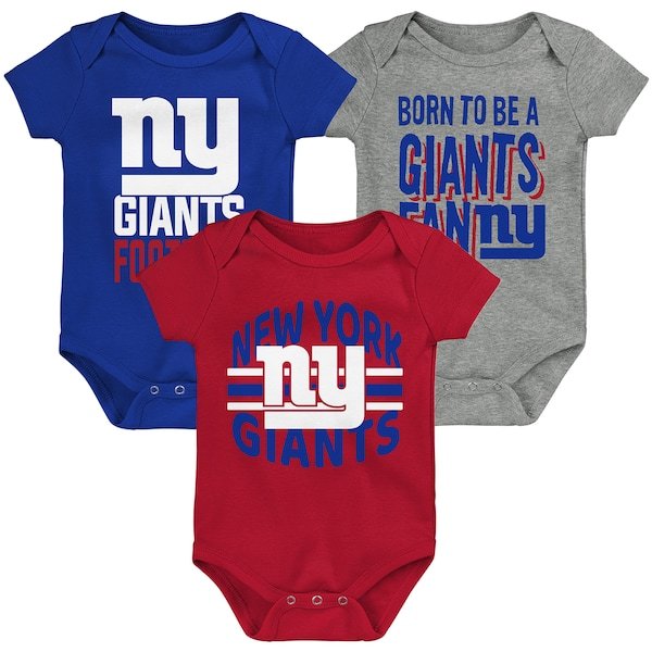 New York Giants Newborn & Infant 3rd Down & Goal Three-Piece Bodysuit Set - Royal/Red/Heathered Gray