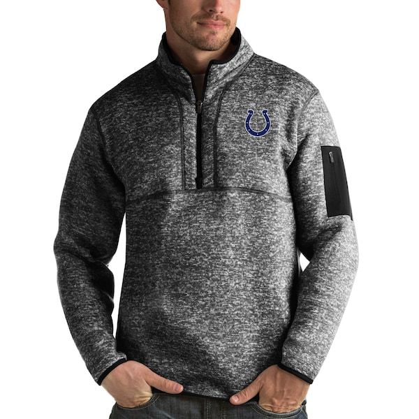 Indianapolis Colts Antigua Fortune Quarter-Zip Pullover Jacket - Heather Black