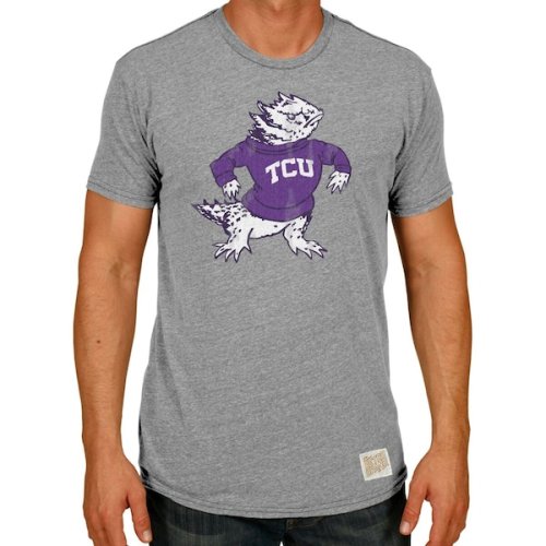 TCU Horned Frogs Original Retro Brand Logo Vintage Tri-Blend T-Shirt - Heather Gray