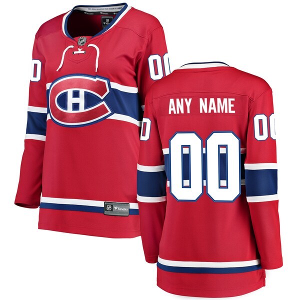 Montreal Canadiens Fanatics Branded Women's Home Breakaway Custom Jersey - Red