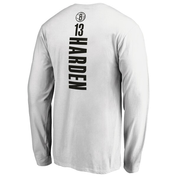James Harden Brooklyn Nets Fanatics Branded Playmaker Name & Number Long Sleeve T-Shirt - White