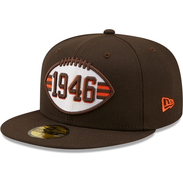 Cleveland Browns New Era 1946 Jersey Stripe 59FIFTY Fitted Hat - Brown
