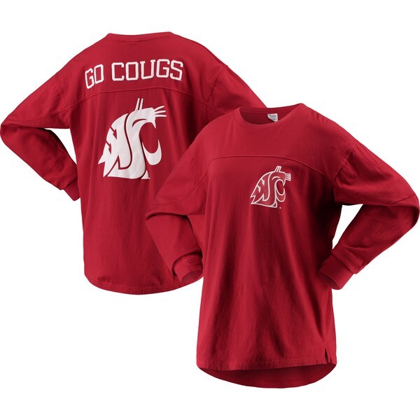 Washington State Cougars Pressbox Women's The Big Shirt Oversized Long Sleeve T-Shirt - Crimson