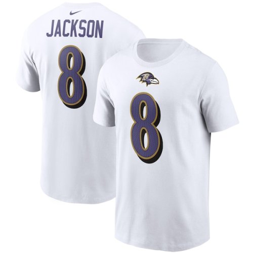 Lamar Jackson Baltimore Ravens Nike Name & Number T-Shirt - White
