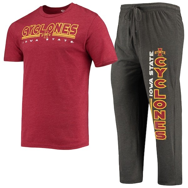 Iowa State Cyclones Concepts Sport Meter T-Shirt & Pants Sleep Set - Heathered Charcoal/Cardinal