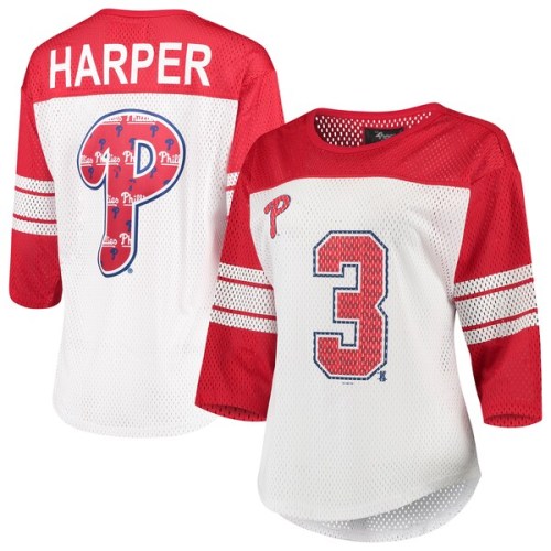 Bryce Harper Philadelphia Phillies G-III 4Her by Carl Banks Women's Mesh Player 3/4-Sleeve Jersey T-Shirt - White