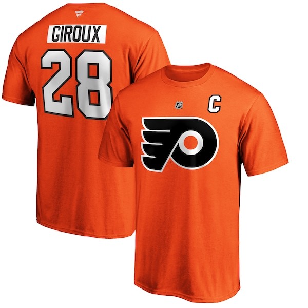 Claude Giroux Philadelphia Flyers Fanatics Branded Authentic Stack Player Name & Number T-Shirt - Orange