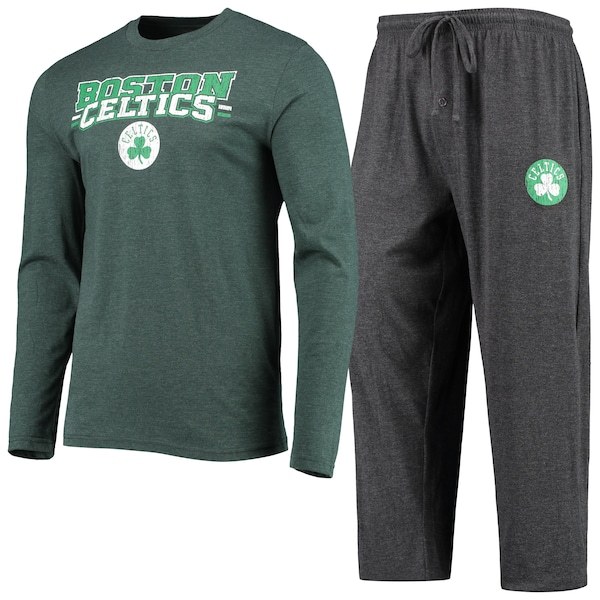Boston Celtics Concepts Sport Long Sleeve T-Shirt & Pants Sleep Set - Black/Kelly Green
