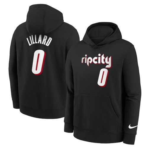 Damian Lillard Portland Trail Blazers Nike Youth 2021/22 City Edition Name & Number Pullover Hoodie - Black