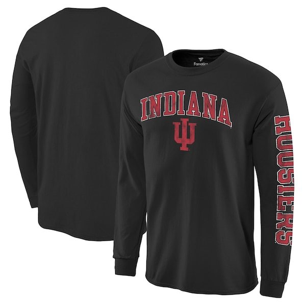 Indiana Hoosiers Fanatics Branded Distressed Arch Over Logo Long Sleeve Hit T-Shirt - Black