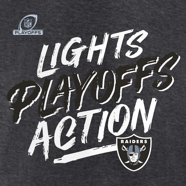 Las Vegas Raiders Fanatics Branded 2021 NFL Playoffs Bound Lights Action Pullover Hoodie - Heathered Charcoal