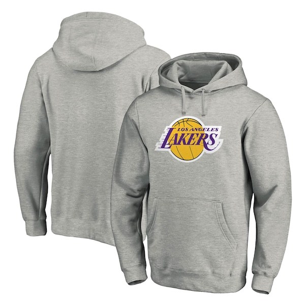 Los Angeles Lakers Fanatics Branded Team Primary Logo Pullover Hoodie - Heathered Gray