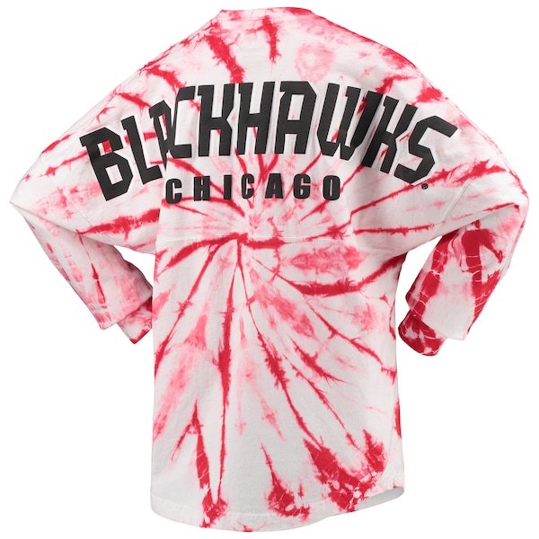 Chicago Blackhawks Women's Spiral Tie-Dye Long Sleeve T-Shirt - Red