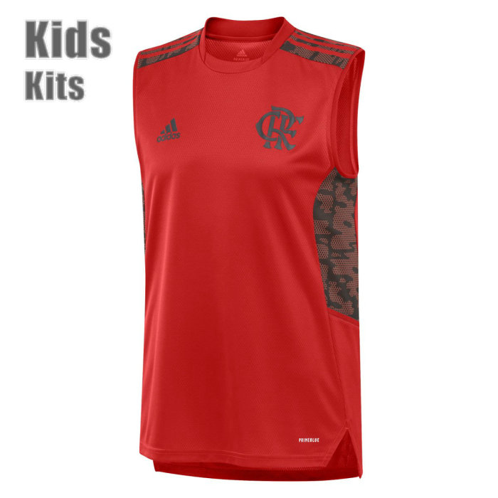 Kids Flamengo 2021 Red Training Sleeveless Jersey and Short Kit