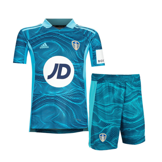 Kids Leeds United 21/22 Home Goalkeeper Jersey and Short Kit