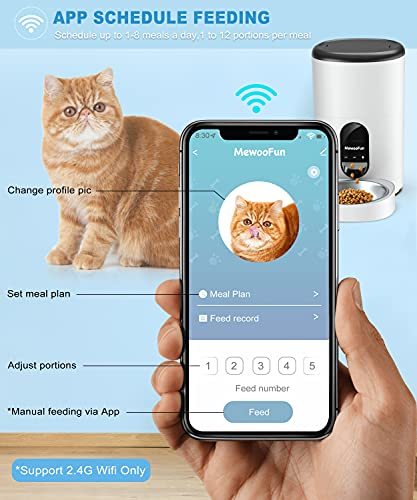 Cat Feeder Automatic WiFi Enabled 4L Pet Food Dispenser for Cats and Dogs,Timed Pet Feeder with Desiccant Bag for Dry Food Portion Control Up to 10 Meals Per Day & 10s Voice Recorder Portion Control