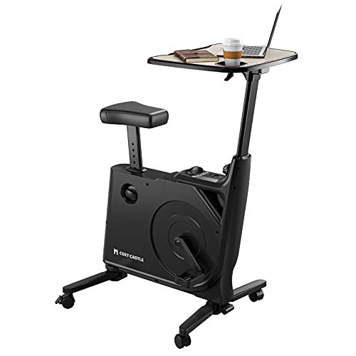 Cozy Castle Exercise Desk, Home Workstation Stand up Folding Exercise Desk,Cycle Height Adjustable Office Desk, 8 Levels Magnetic Resistance Desk Cycle Exercise Bike Desk