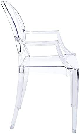 CangLong Acrylic Ghost Chairs with Crystal Clear Seat,Modern Dining Chairs Plastic Shell Accent Side Chairs for Kitchen, Dining, Living, Guest, Bed Room, Set of 4, Transparent