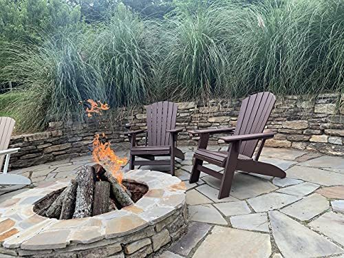 SoPoly Curved Back Poly Lumber Adirondack Chair with Cup Holder Weather and Fade Resistant, Durable Plastic Lawn Chair for Patio, Porch, Firepit, Garden, & Pool… (Pecan Brown)