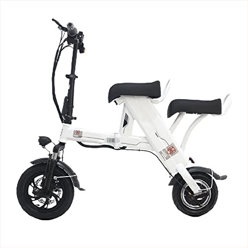 Folding Electric Mobility Scooter, 384W 48V 8Ah Portable Pair People Electric Bicycles - Key/Remote Control Start Outdoor Electric Scooter,White