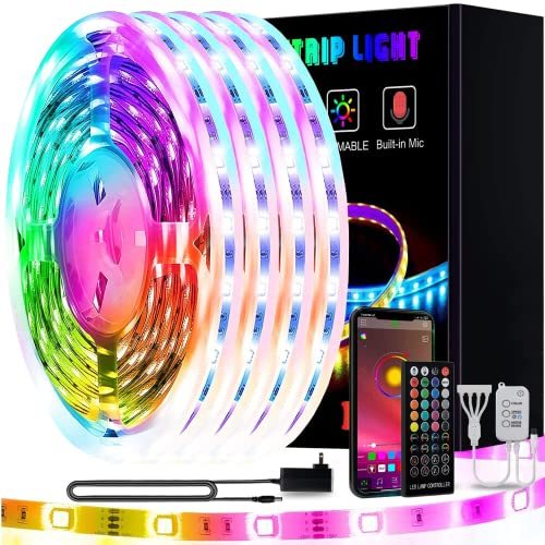 Led Lights, L8star 65.6ft/20m RGB Led Lights Strip for Bedroom with Bluetooth and Remote Controller Led Light Strips Sync to Music (4x16.4ft)