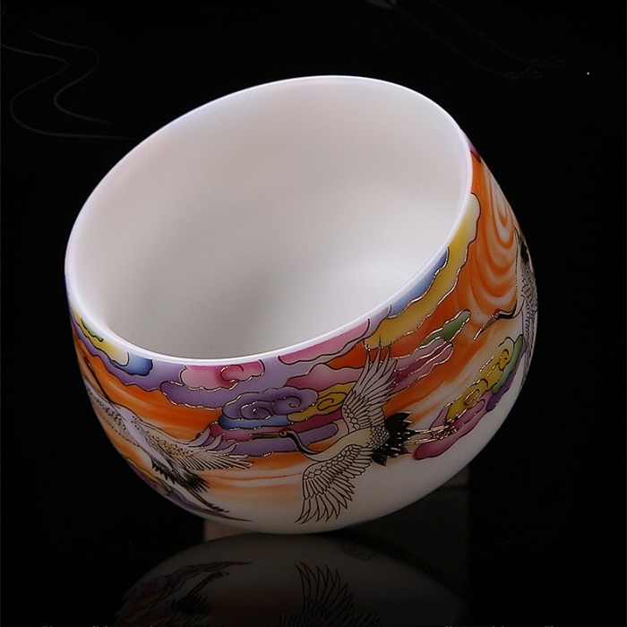 Colourful Crane Coffee & Tea Cup (White）
