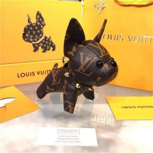 Luxury Bulldog Keychain Keyring For Women Bag Car Leather Puppy Pendant Key Chain