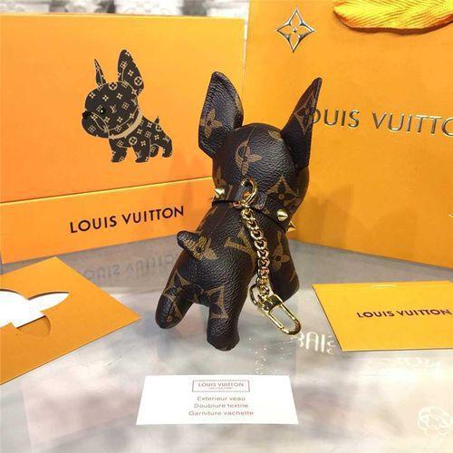 Luxury Bulldog Keychain Keyring For Women Bag Car Leather Puppy Pendant Key Chain