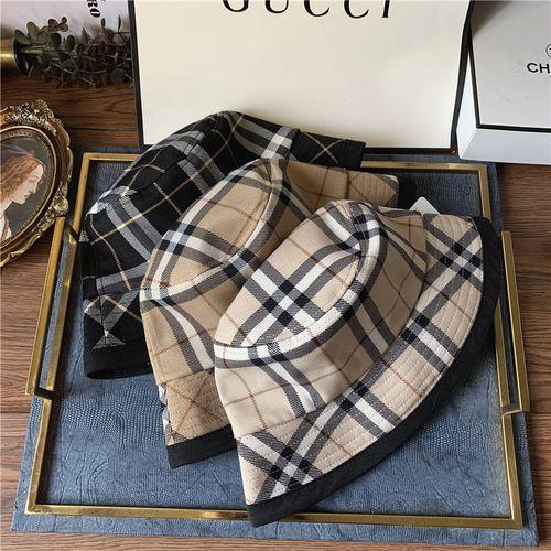 New hat female summer retro British plaid fisherman hat simple fresh wild tourist sunshade sun basin