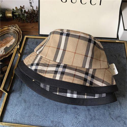 New hat female summer retro British plaid fisherman hat simple fresh wild tourist sunshade sun basin
