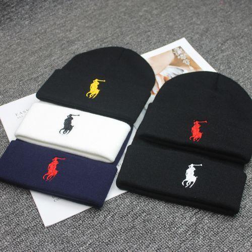 Raiph Lauren Women Hat Men Knit Hat Cap Simple Solid Color Wool Hat Winter Warm Beanie Skullies Hat