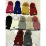 Moncler Luxury Fox Fur Ball Cap Pom Poms Winter Hat For Women Girl 's Hat Knitted Beanies Cap Thick