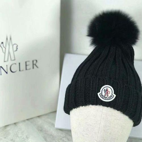 Moncler Luxury Fox Fur Ball Cap Pom Poms Winter Hat For Women Girl 's Hat Knitted Beanies Cap Thick