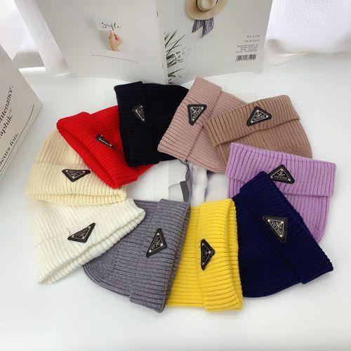 Street Fashion Labeling Letter Wool Hat Autumn And Winter Black Wild Knitted Cold Hat Men