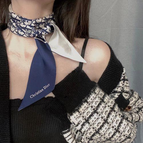 Thin Narrow Silk Scarf Women Bag Neckerchief Headband For Ladies Bag Ribbons Small Wrist