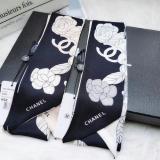 Silk-like Scarf Double Bow Women Print Ribbon Hair Bows Tie Bag Accesseries