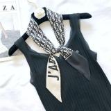 Silk-like Scarf Double Bow Women Print Ribbon Hair Bows Tie Bag Accesseries