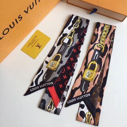 Silk-like Scarf Double Bow Women Print Ribbon Hair Bows Tie Bag Accesseries