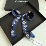 Silk-like Scarf Double Bow Women Print Ribbon Hair Bows Tie Bag Accesseries
