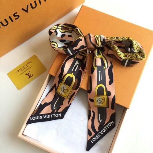 Silk-like Scarf Double Bow Women Print Ribbon Hair Bows Tie Bag Accesseries