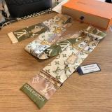 Silk-like Scarf Double Bow Women Print Ribbon Hair Bows Tie Bag Accesseries